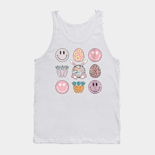 Retro Groovy Bunny Smile Disco Eggs Carrot Happy Easter Day Tank Top